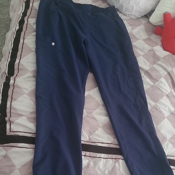 Figs Pants - Figs Blue Cargo Pants with Straight Leg